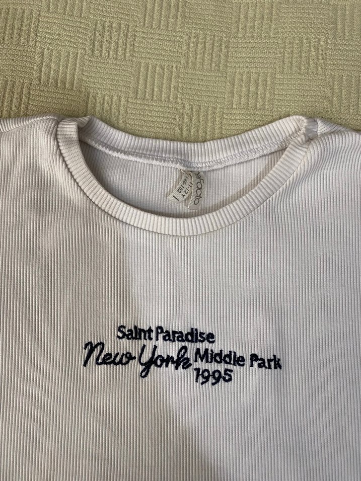 Beyaz Baskılı Kısa Kollu Tişört - Görsel 2