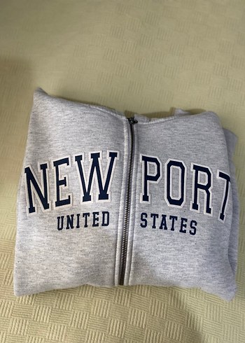 Gri Fermuarlı Kadın Sweatshirt - Görsel 2