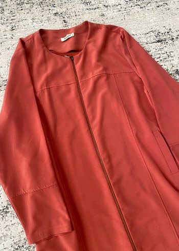 Koyu Kırmızı Uzun Kollu Kadın Pardösü - Görsel 2