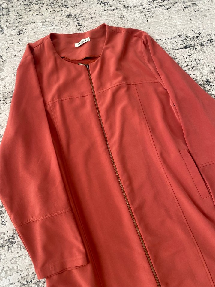 Koyu Kırmızı Uzun Kollu Kadın Pardösü - Görsel 2