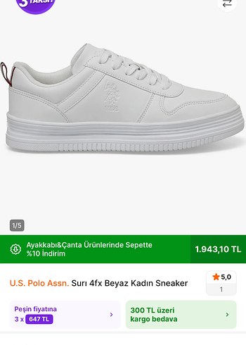 U.S. Polo Assn. Beyaz Kadın Sneaker