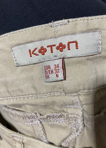 34 Beden Bej Kemerli Keten Mini Şort