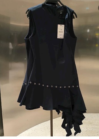 Lacivert Mini Denim Elbise - Görsel 3