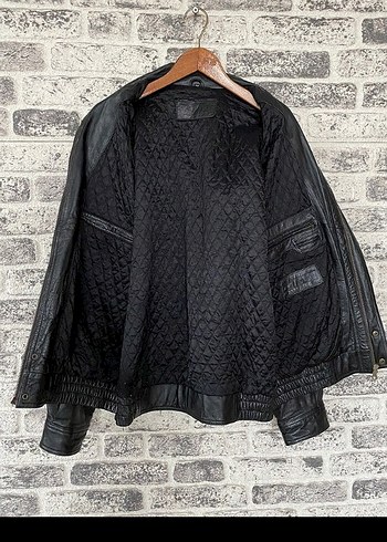 Düğmeli Siyah Deri Biker Ceket - Görsel 4