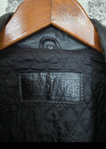 Düğmeli Siyah Deri Biker Ceket - Görsel 5