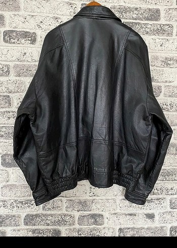 Düğmeli Siyah Deri Biker Ceket - Görsel 3