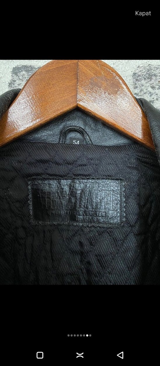 Düğmeli Siyah Deri Biker Ceket - Görsel 5