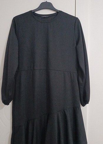 Kadın Siyah Uzun Kollu Fırfırlı Elbise - Görsel 7