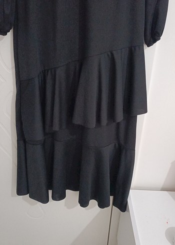 Kadın Siyah Uzun Kollu Fırfırlı Elbise - Görsel 5