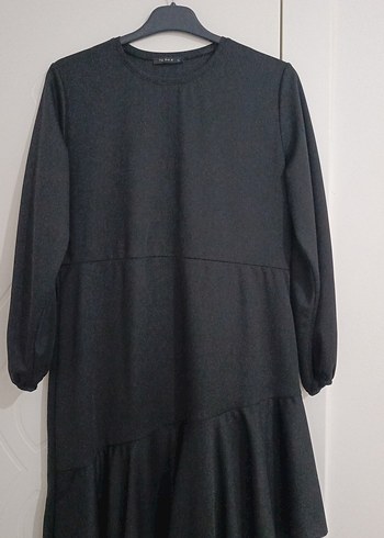 Kadın Siyah Uzun Kollu Fırfırlı Elbise - Görsel 8