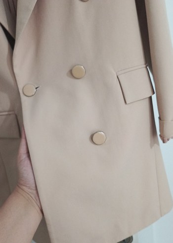 Bej Düğmeli Kadın Blazer Ceket - Görsel 5