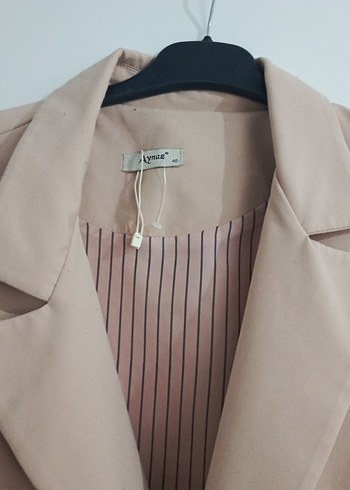 40 Beden camel Renk Bej Düğmeli Kadın Blazer Ceket