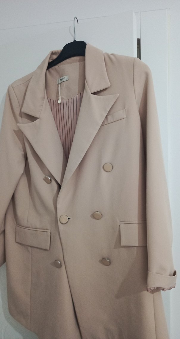 Bej Düğmeli Kadın Blazer Ceket - Görsel 3