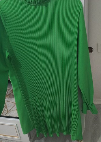 Yeşil Piliseli Uzun Kollu Boğazlı Tunik - Görsel 5