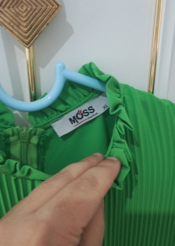 Yeşil Piliseli Uzun Kollu Boğazlı Tunik - Görsel 3