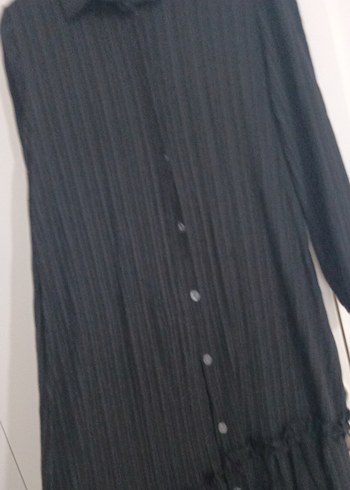 Kadın Siyah Uzun Keten Pilili Elbise - Görsel 6