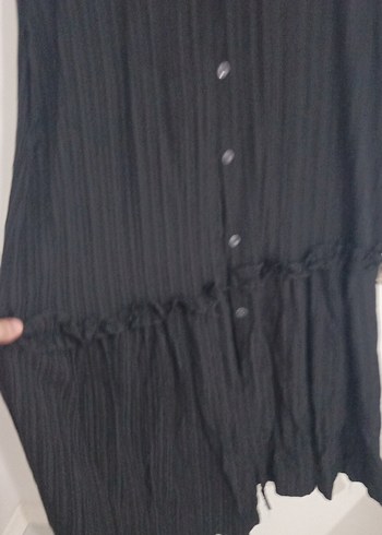 Kadın Siyah Uzun Keten Pilili Elbise - Görsel 5