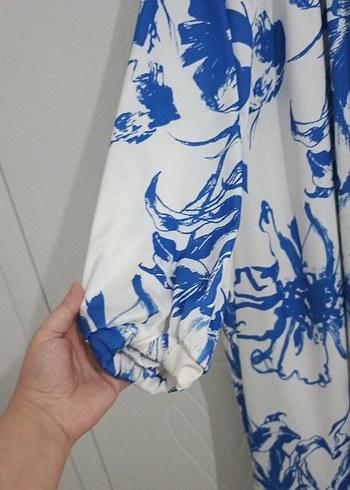 Mavi Baskılı Bohem Uzun Elbise - Görsel 4