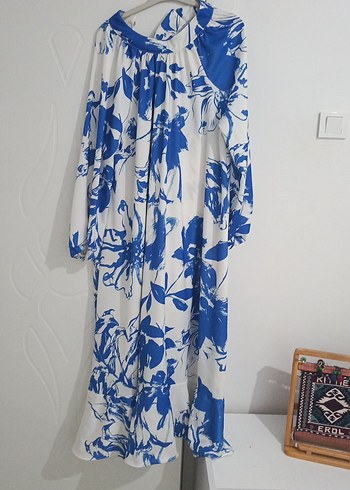 Mavi Baskılı Bohem Uzun Elbise - Görsel 3