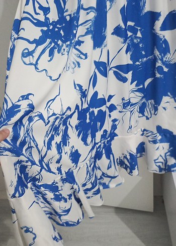 Mavi Baskılı Bohem Uzun Elbise - Görsel 5