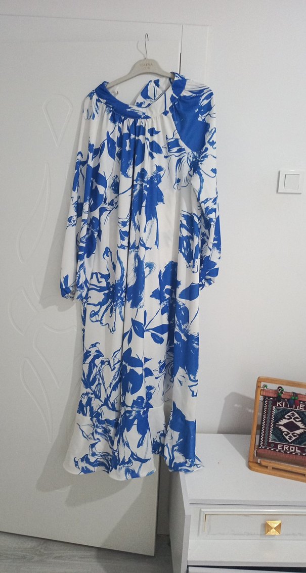 Mavi Baskılı Bohem Uzun Elbise - Görsel 3