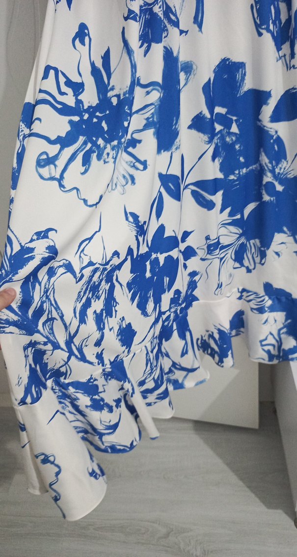 Mavi Baskılı Bohem Uzun Elbise - Görsel 5