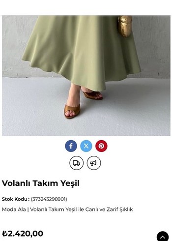 Kadın Haki Uzu etekli takım - Görsel 3