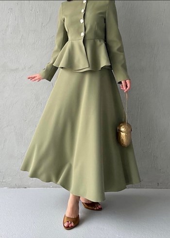 Kadın Haki Uzu etekli takım - Görsel 2