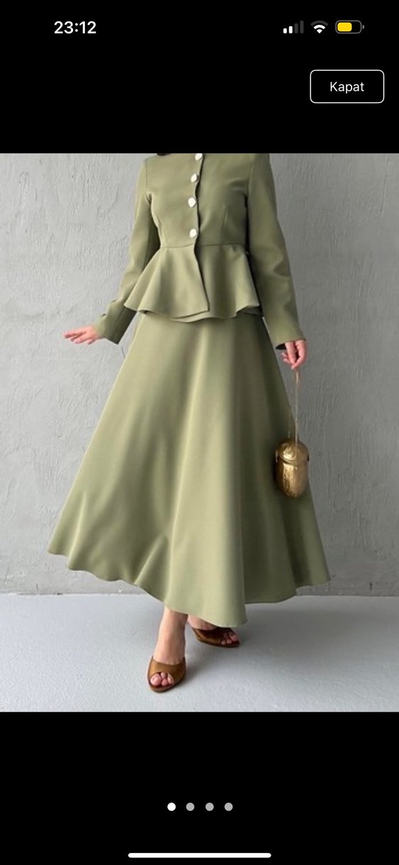 Kadın Haki Uzu etekli takım - Görsel 2