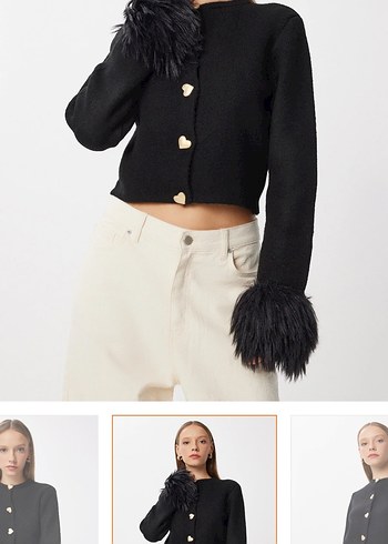 Düğmeli püsküllü triko hırka - Görsel 2