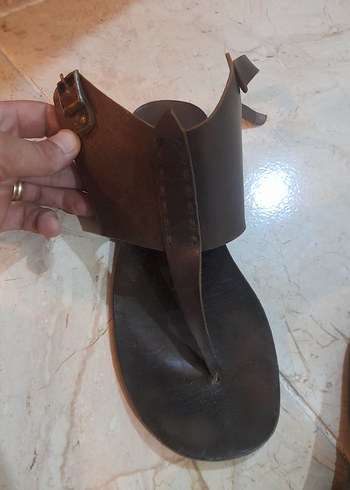 37 Beden kahverengi Renk Kahverengi Deri Kadın Sandalet