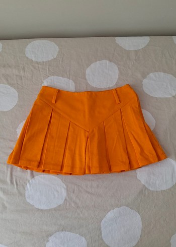 Turuncu Pilili Mini Etek
