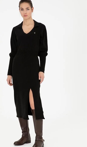 Pierre Cardin Siyah fit triko elbise????