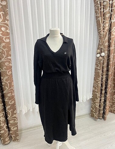 l Beden Pierre Cardin Siyah fit triko elbise????