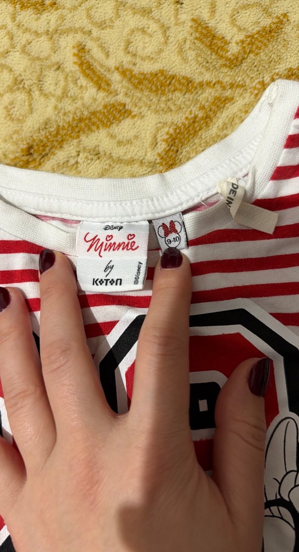 Kız Çocuk Renkli Çizgili Mickey Tişört - Görsel 2