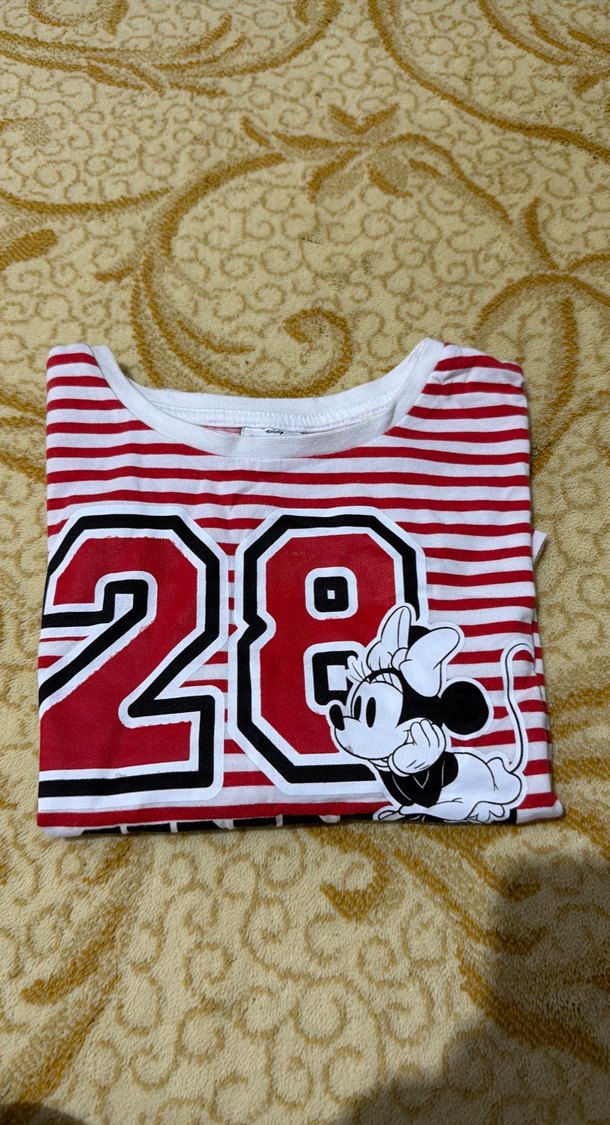 Kız Çocuk Renkli Çizgili Mickey Tişört - Görsel 3