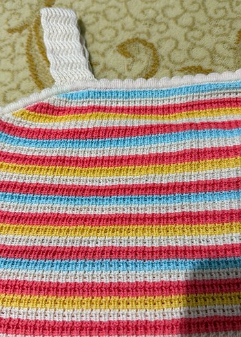 Kız Çocuk Renkli Örgü Askılı Crop - Görsel 4