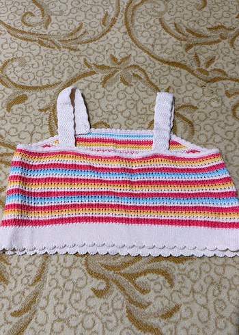 Kız Çocuk Renkli Örgü Askılı Crop - Görsel 2