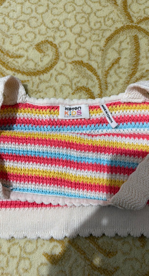 Kız Çocuk Renkli Örgü Askılı Crop - Görsel 3