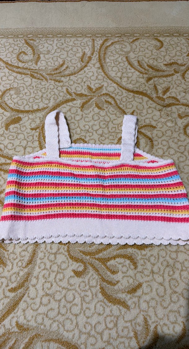 Kız Çocuk Renkli Örgü Askılı Crop - Görsel 2