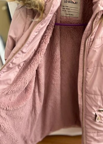 Kız Çocuk Pudra Pembe Kürklü Mont