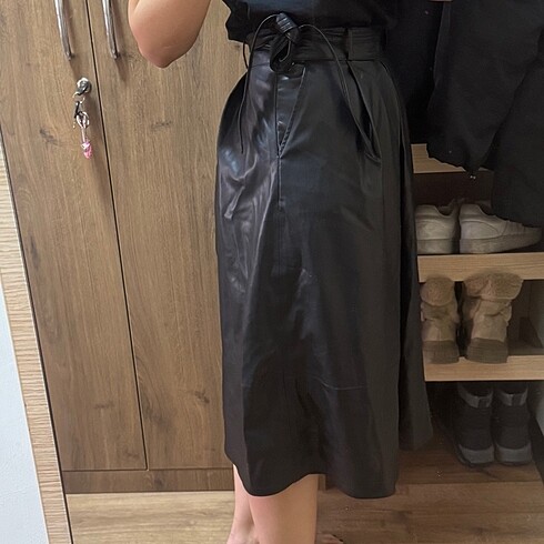 s Beden Stradivarius Deri Midi Boy Etek