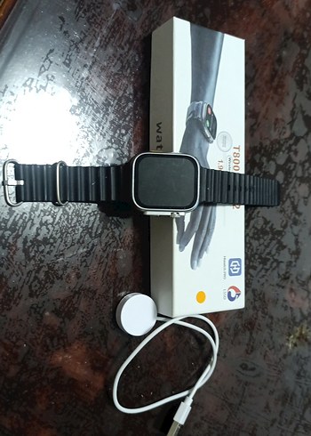 Siyah Akıllı Saat T800 ultra 2 Şarj Kablosuyla