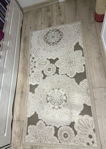  Beden gri Renk DİNARSU MARKA Yepyeni Çiçek Desenli Bej Rengi Halı/Yolluk