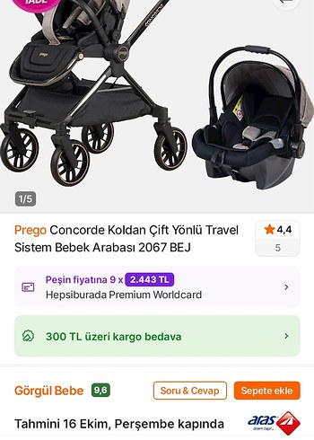 Gri Concord Prego Bebek Arabası - Görsel 3
