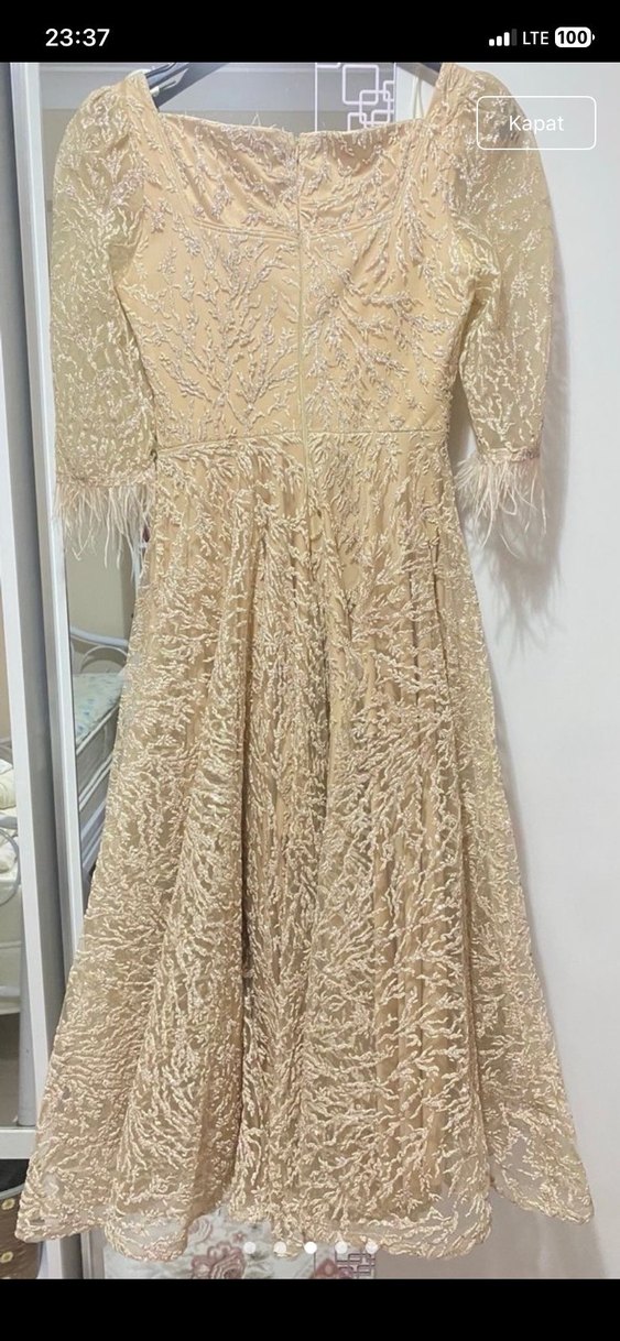 Dantel Detaylı Pembe Uzun Kollu Uzun Elbise - Görsel 3