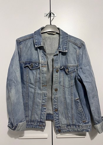 Düğmeli Mavi Kadın Denim Ceket