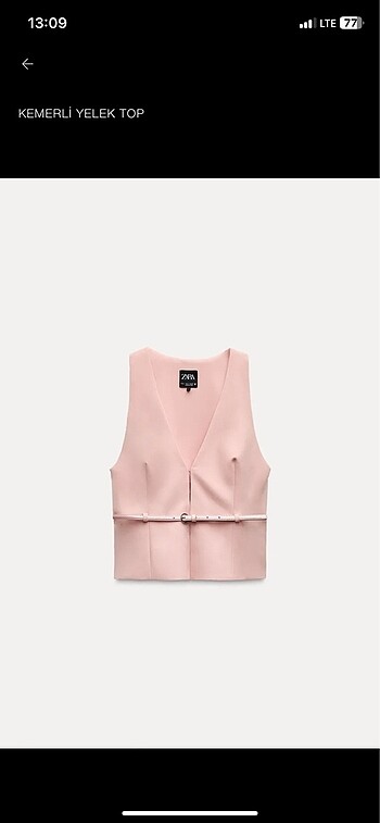 Zara Kemerli yelek zara mercan rengi
