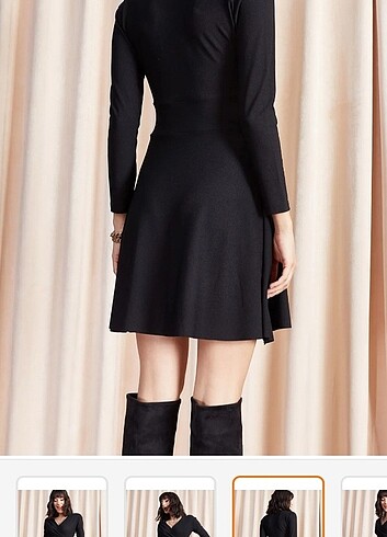 Siyah uzun kollu elbise - Görsel 3