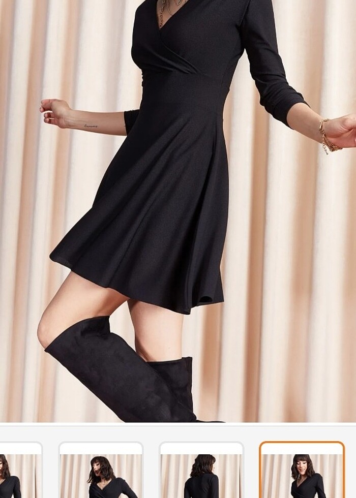 Siyah uzun kollu elbise - Görsel 2